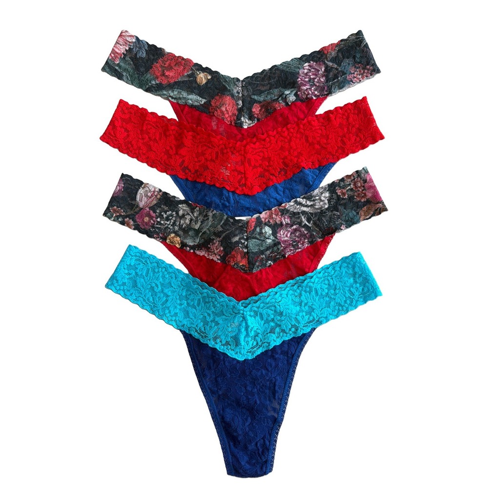 Hanky Panky Signature Lace Original Rise Thong OS One Size 4-14 NWT 4 Pack